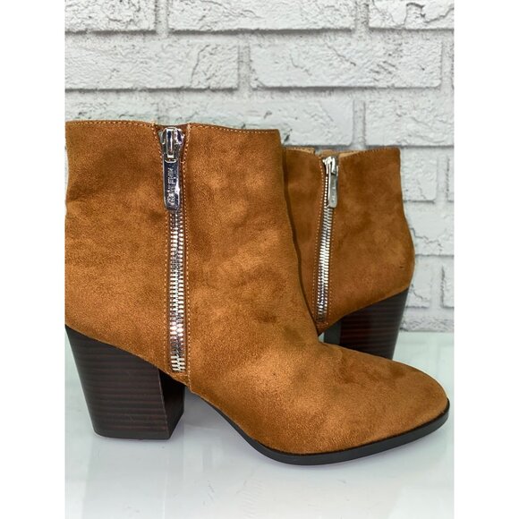 Nine West Tan Faux Suede Side Zip Ankle Boots Size 8 1/2 M - Picture 5 of 9